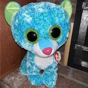 Ty Beanie Boos “LEONA” Blue & Green Spotted Leopard (~16 Inches)